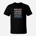 Schwarzes T-Shirt für Stiefväter, Emotionaler Bonus Papa Spruch