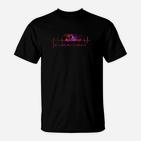 Schwarzes T-Shirt Herzfrequenz Musikmotiv Feel the Beat, Musikliebhaber Tee