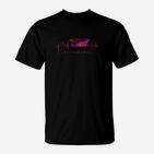 Schwarzes T-Shirt Herzfrequenz, Neon Auto-Design
