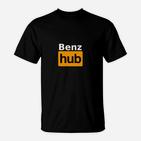 Schwarzes T-Shirt mit Benz Hub Logo-Print, Modisches Design