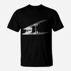 Schwarzes T-Shirt mit Kran-Silhouetten-Design für Bauarbeiter