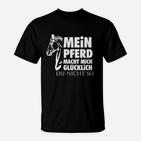 Schwarzes T-Shirt mit Pferdemotiv - Mein Pferd macht mich glücklich Humor