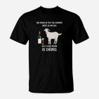 Schwarzes T-Shirt mit Ziegen und Wein Spruch, Lustiges Bauernhof-Motiv