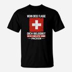 Schweizer Flagge T-Shirt: Patriotisch mit Kreuz & Spruch