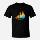 Silhouette Segelschiff Boot Bunt Geschenk T-Shirt