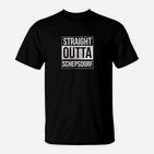 Straight Outta Schepsdorf Schwarzes T-Shirt, Schriftzug-Design