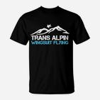 Trans Alpin Wingsuit Fliegen Begeistertes Schwarzes T-Shirt, für Extremsportler