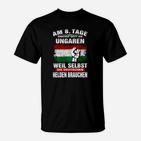 Ungarn Patriotisches T-Shirt in Schwarz mit Flaggen-Design