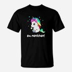 Unisex T-Shirt Einhorn & Ew, Menschen! Spruch, Schwarz