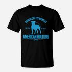 Unterschätze nie Frau mit Amerikanischer Bulldogge T-Shirt, Humorvolles Damen Tee