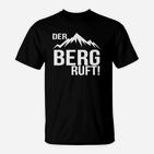 Wanderlust Schwarzes T-Shirt mit Der Berg Ruft!-Aufdruck, Outdoor und Trekking