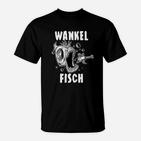 Witziges Wankelmotor Fisch T-Shirt in Schwarz, Lustiges Auto Design Tee