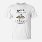 Bergliebhaber T-Shirt Glück in den Bergen, Spruch Shirt Weiß