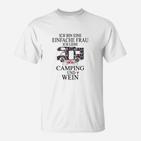 Einfache Frau Camping & Wein Damen T-Shirt mit Wohnmobil-Muster