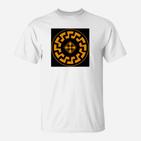 Geometrisches Muster Herren T-Shirt in Schwarz und Gelb, Trendy Tee