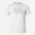 Herren T-Shirt mit Auto-Linienkunst, Minimalistisches Design, Weiß