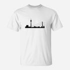 Herren T-Shirt mit Weißer Stadtsilhouetten-Aufdruck, Urbanes Design