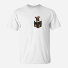 Hunde im Karton Herren T-Shirt, Lustiges Weißes Tee für Tierfreunde