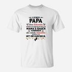Liebevoller Papa Weihnachtstext T-Shirt mit Weihnachten im Mamas Bauch Design