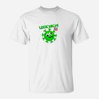 Lustiges Comic Virus T-Shirt Leck mich, Unisex Weiß