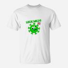 Lustiges Virus-Motto T-Shirt Leck mich am Ärmel, Cartoon-Design