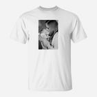 Mutter und Kind Foto T-Shirt, Klassisches Weiß in Schwarz-Weiß