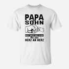Papa und Sohn Faustgruß T-Shirt, Herz an Herz Motiv für Väter