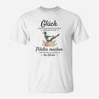Pilates-Humor T-Shirt: Glück durch Pilates, Lustiges Weißes Shirt