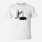 Weißes Herren T-Shirt, Urbanes Skylinesilhouetten-Design