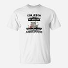 Weißes T-Shirt Leben ohne Katzen möglich, aber sinnlos, Lustiges Katzen-Spruch Shirt