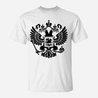 Weißes T-Shirt mit Schwarzem Adler-Wappen-Print für Herren