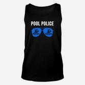 Pool Police Schwarzes Unisex TankTop, Blaue Sonnenbrillen-Design