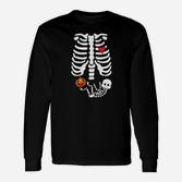 Halloween Umstands-Langarmshirts mit Lustigem Skelett, Rippen & Baby