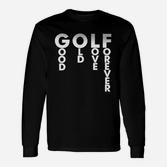 Herren Golf Langarmshirts GOLF GOOD LOVE FOREVER, Sportliches Design in Schwarz