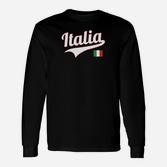 Italien Fan-Langarmshirts Schwarz mit Italia Aufdruck & Nationalflagge