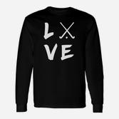 LOVE Golf-Motiv Unisex Langarmshirts, Design in Schwarz
