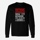Lustiges Softwareentwickler Langarmshirts – Social Distancing Experte, Baumwollshirt für IT-Profis