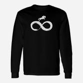 Schwarzes Langarmshirts mit Infinity-Zeichen & Weißem Pferd, Modisches Design