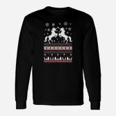 Schwarzes Langarmshirts mit Weihnachtspullover-Motiv, Festliche Kleidung