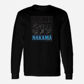 Schwarzes Langarmshirts 'Nakama', Anime-Freundschafts-Motiv