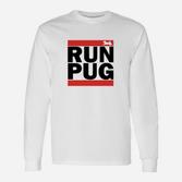 Run Pug Herren-Laufshirt, Sport-Design in Weiß Langarmshirts