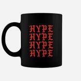 Schwarzes HYPE Tassen, Roter Schriftzug, Streetwear Mode