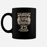 Schwarzes Tassen zum Geburtstag 25. April, Adler-Motiv für Geborene