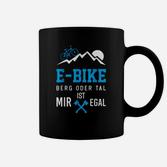 E-Bike Fan Tassen Berg oder Tal ist mir egal, Herren, Schwarz