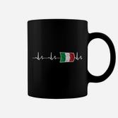 Herzfrequenz Tassen mit Italienischer Flagge, Schwarzes Design