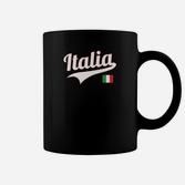 Italien Fan-Tassen Schwarz mit Italia Aufdruck & Nationalflagge