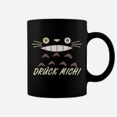 Lustiges Katzen-Gesicht 'Drück mich!' Schwarzes Tassen für Katzenliebhaber