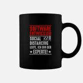 Lustiges Softwareentwickler Tassen – Social Distancing Experte, Baumwollshirt für IT-Profis