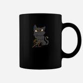 Schwarzes Tassen mit grimmiger Katze & goldenen Akzenten, Modisches Tee