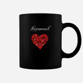 Schwarzes Tassen mit Herzschmerz-Design, Emotionales Motiv Tee